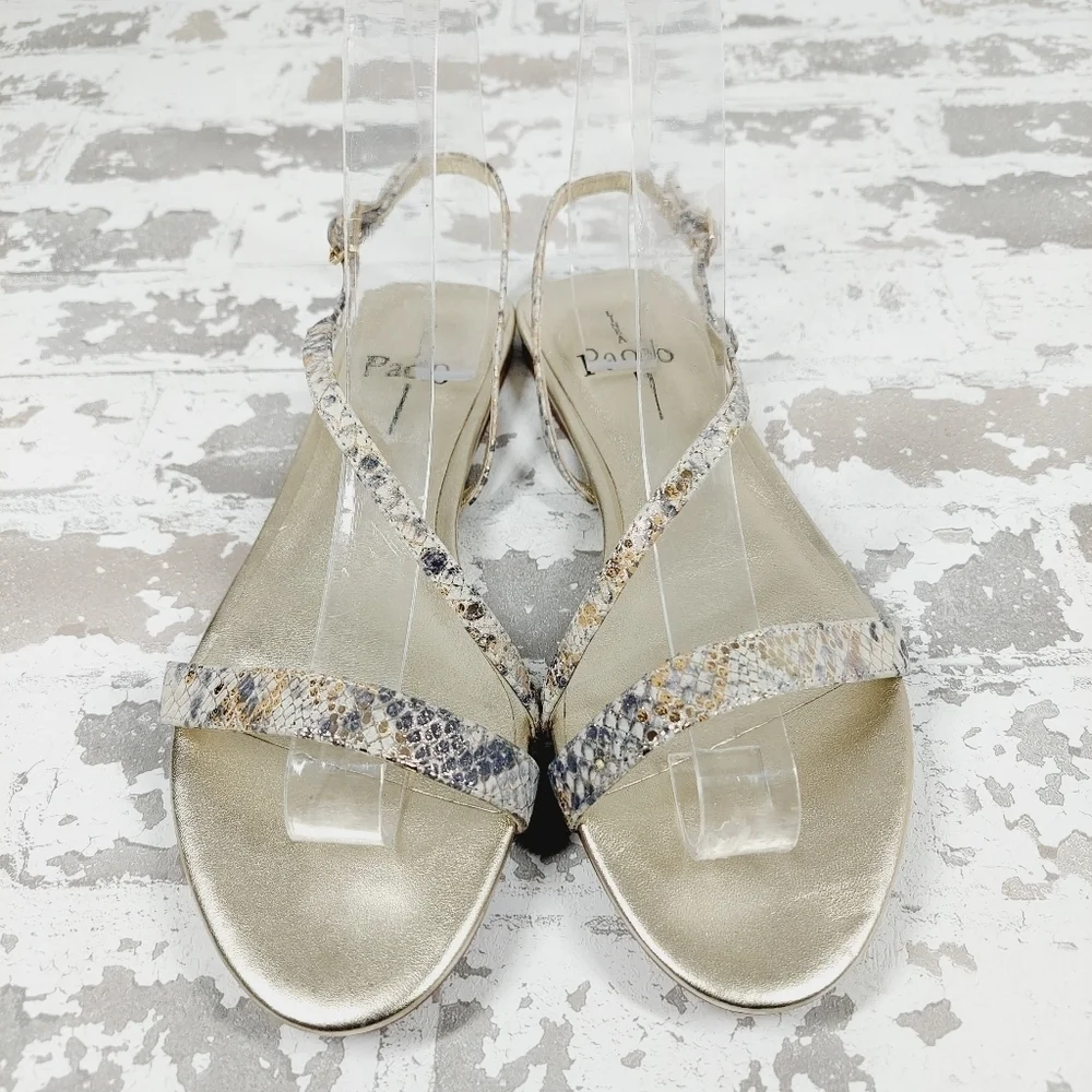 NEW Linea Paolo Luela Snakeskin Strappy Summer Sling Back Flat Sandals M251